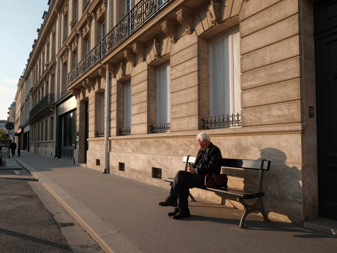 Street Scene in Paris at The Late Afternoon Light in in Paris, France