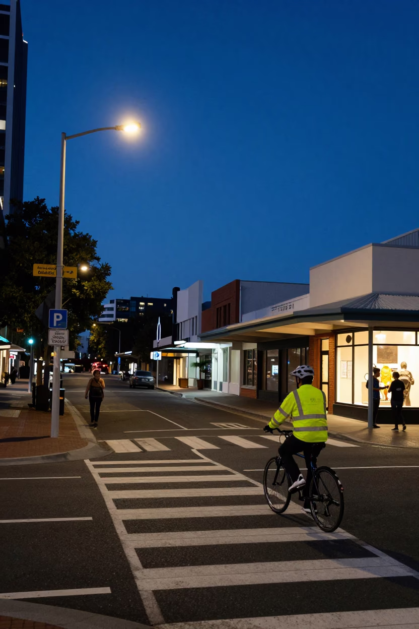 Street Scene in Perth at Blue Hour in in Perth, Western Australia, Australia