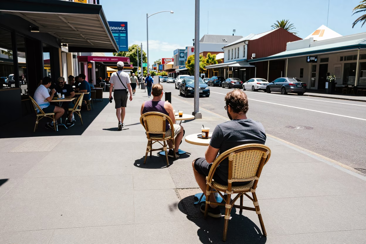 Street Scene in Perth at Bright Midmorning Light in in Perth, Western Australia, Australia