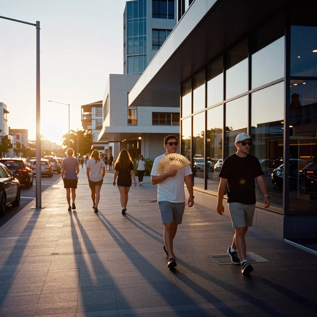 Street Scene in Perth at Evening Light in in Perth, Western Australia, Australia