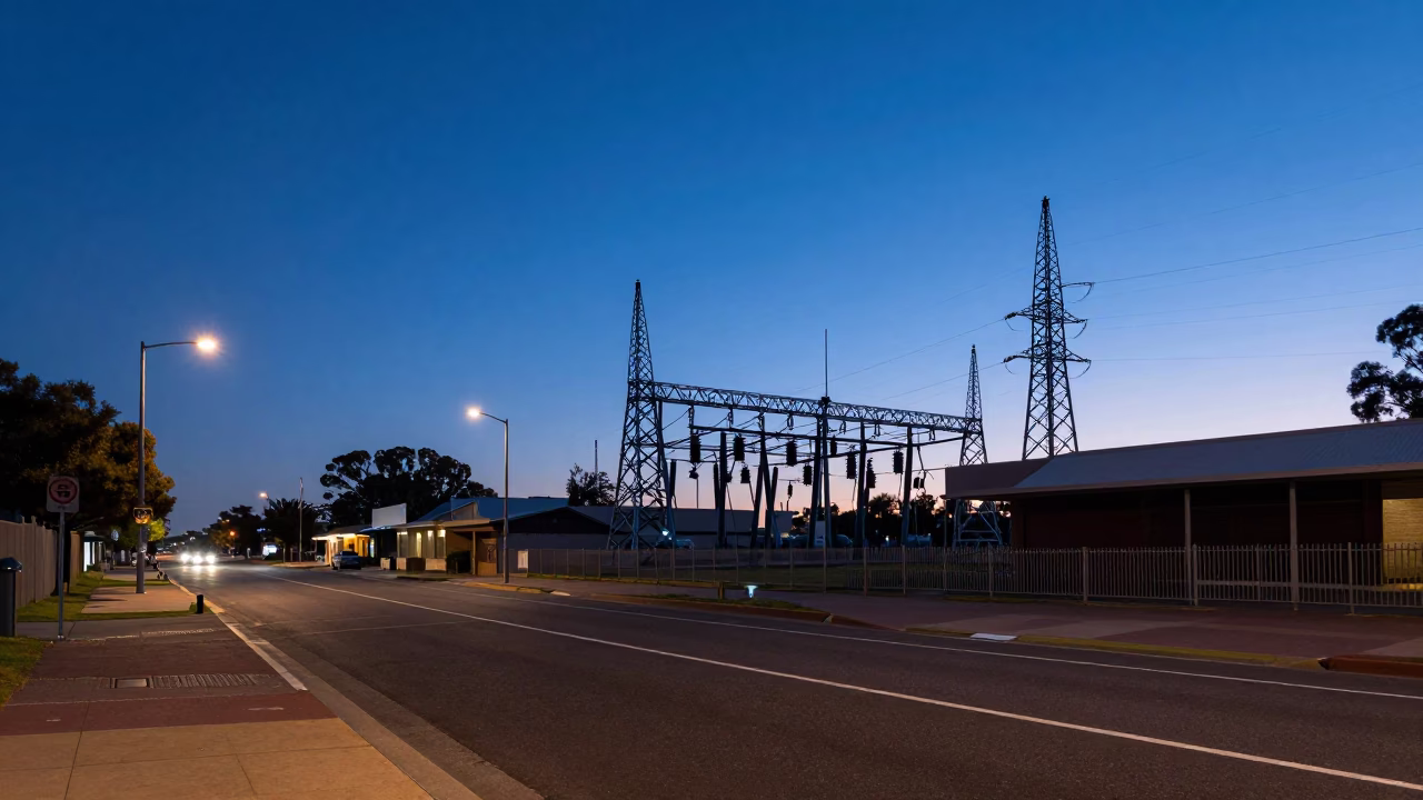 Street Scene in Perth at Indigo Twilight After Sunset in in Perth, Western Australia, Australia