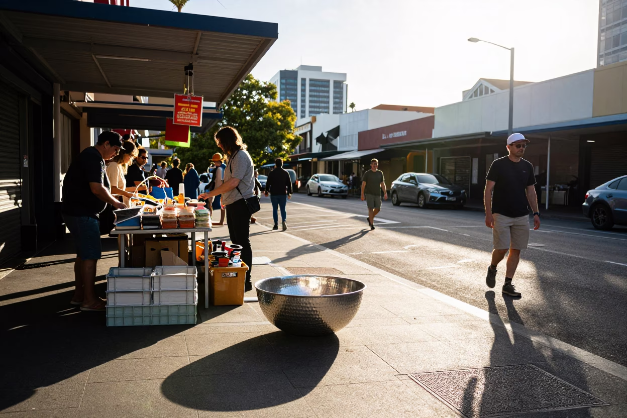 Street Scene in Perth at The Early Afternoon Light in in Perth, Western Australia, Australia