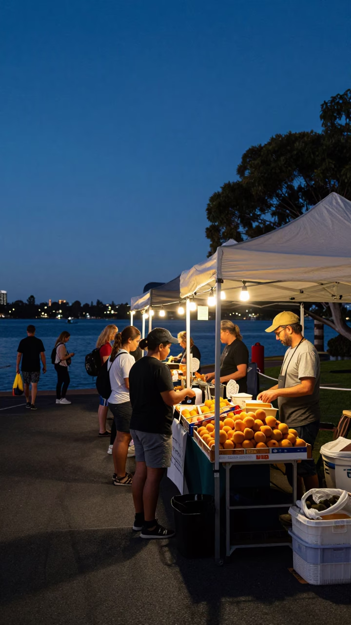 Street Scene in Perth at Twilight in in Perth, Western Australia, Australia