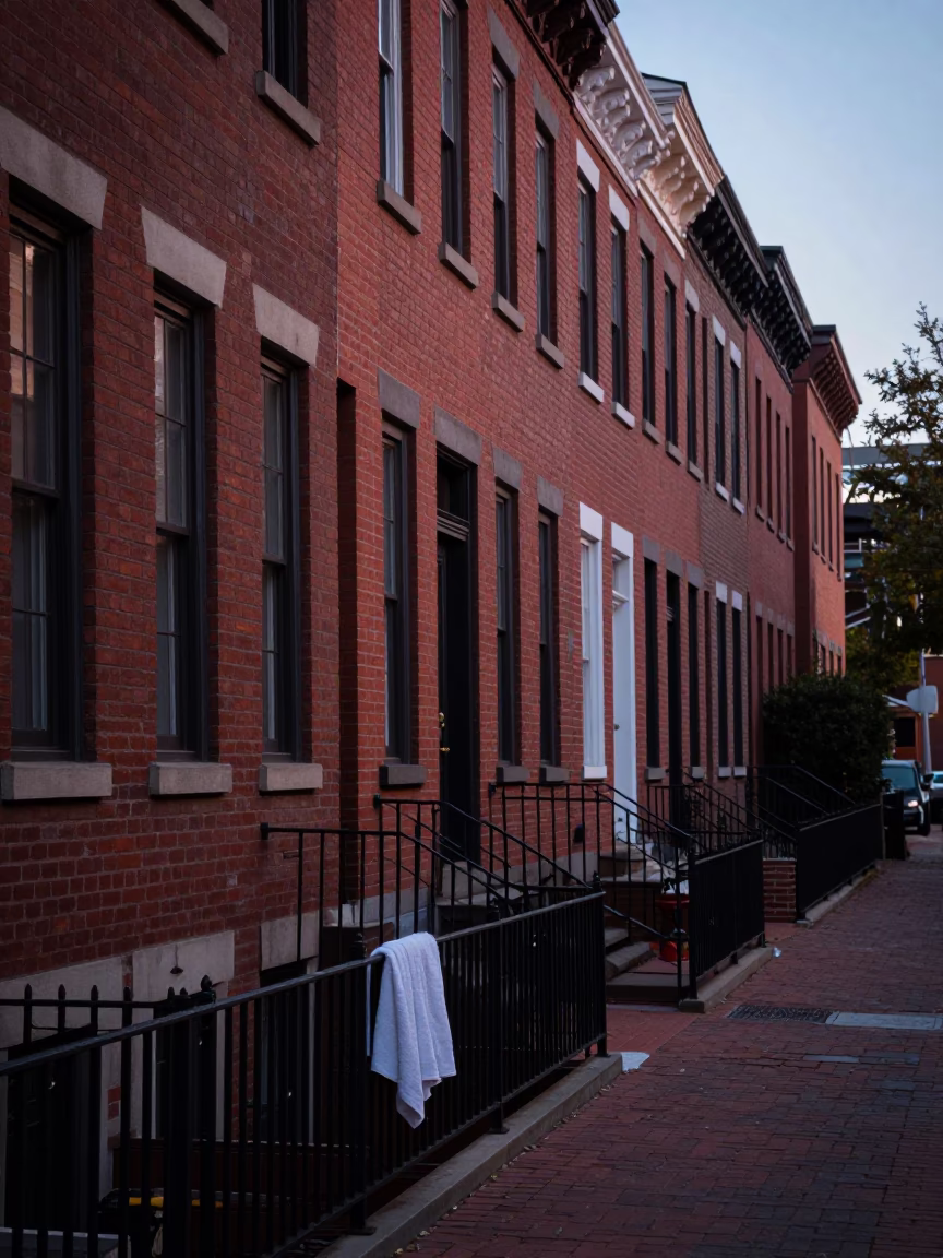 Street Scene in Philadelphia at Sunrise Light in in Philadelphia, Pennsylvania, United States