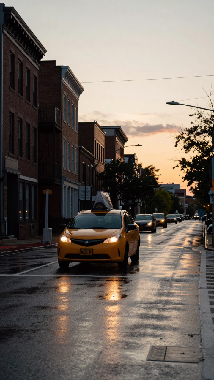 Street Scene in Philadelphia at Sunset Light in in Philadelphia, Pennsylvania, United States