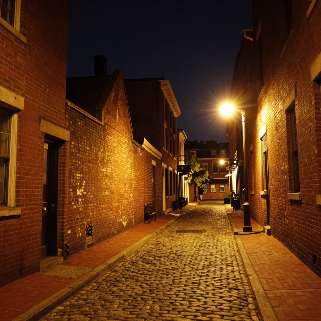 Street Scene in Philadelphia at The Deepest Night Sky Light in in Philadelphia, Pennsylvania, United States
