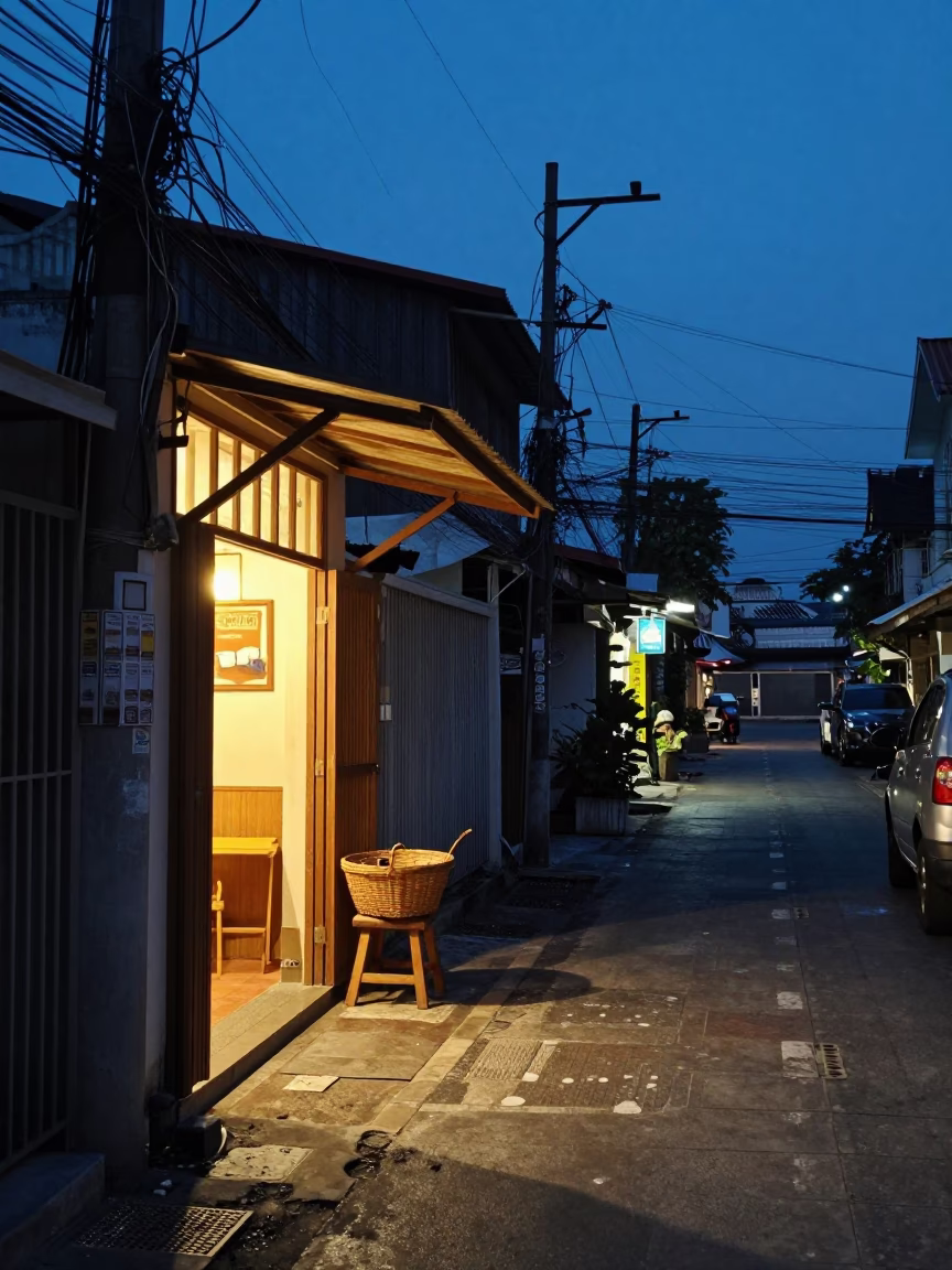 Street Scene in Phuket at Blue Hour in in Phuket, Thailand