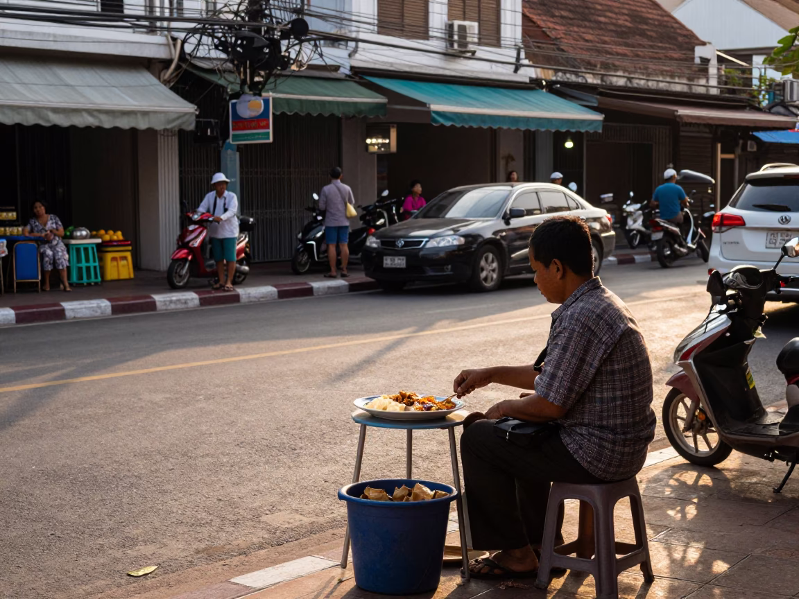 Street Scene in Phuket at Clear Late-afternoon Light in in Phuket, Thailand