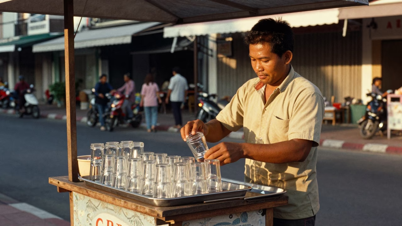 Street Scene in Phuket at Clear Late-afternoon Light in in Phuket, Thailand