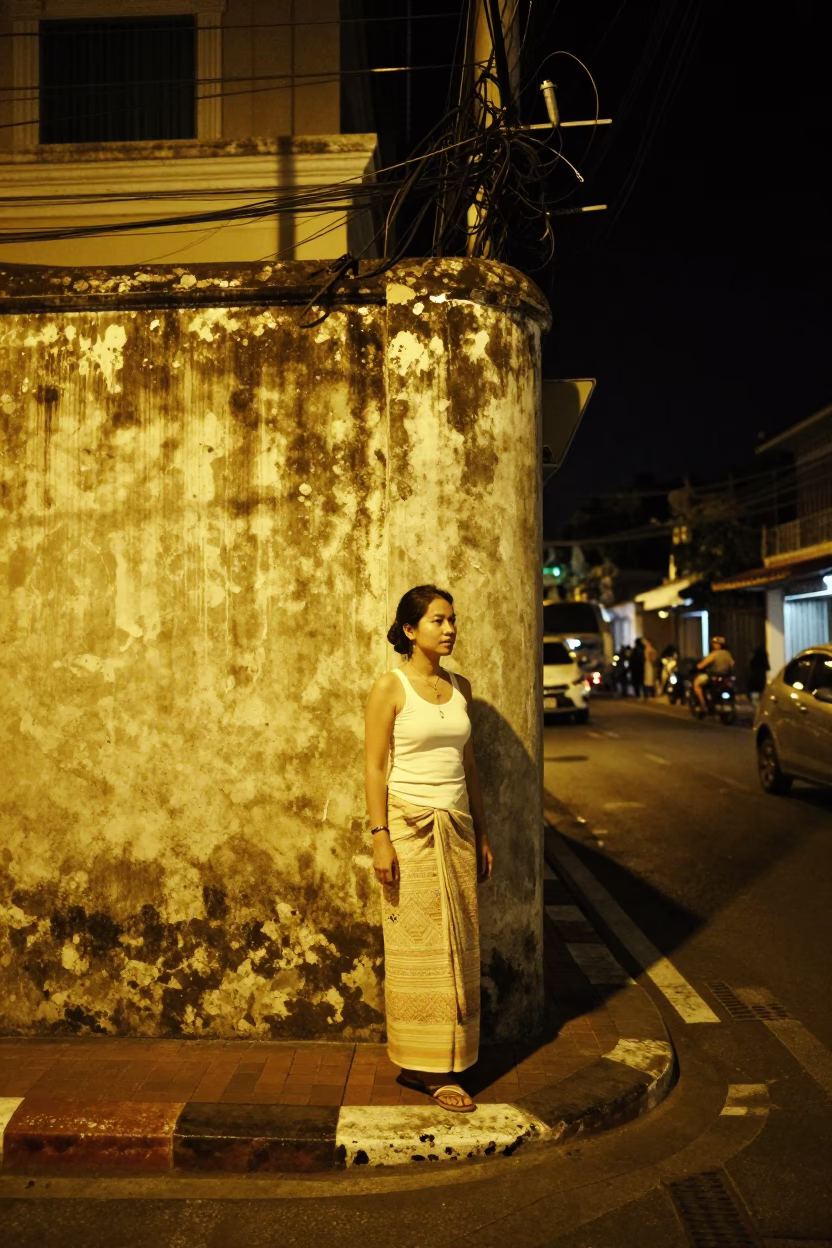 Street Scene in Phuket at Deep In The Night Light in in Phuket, Thailand