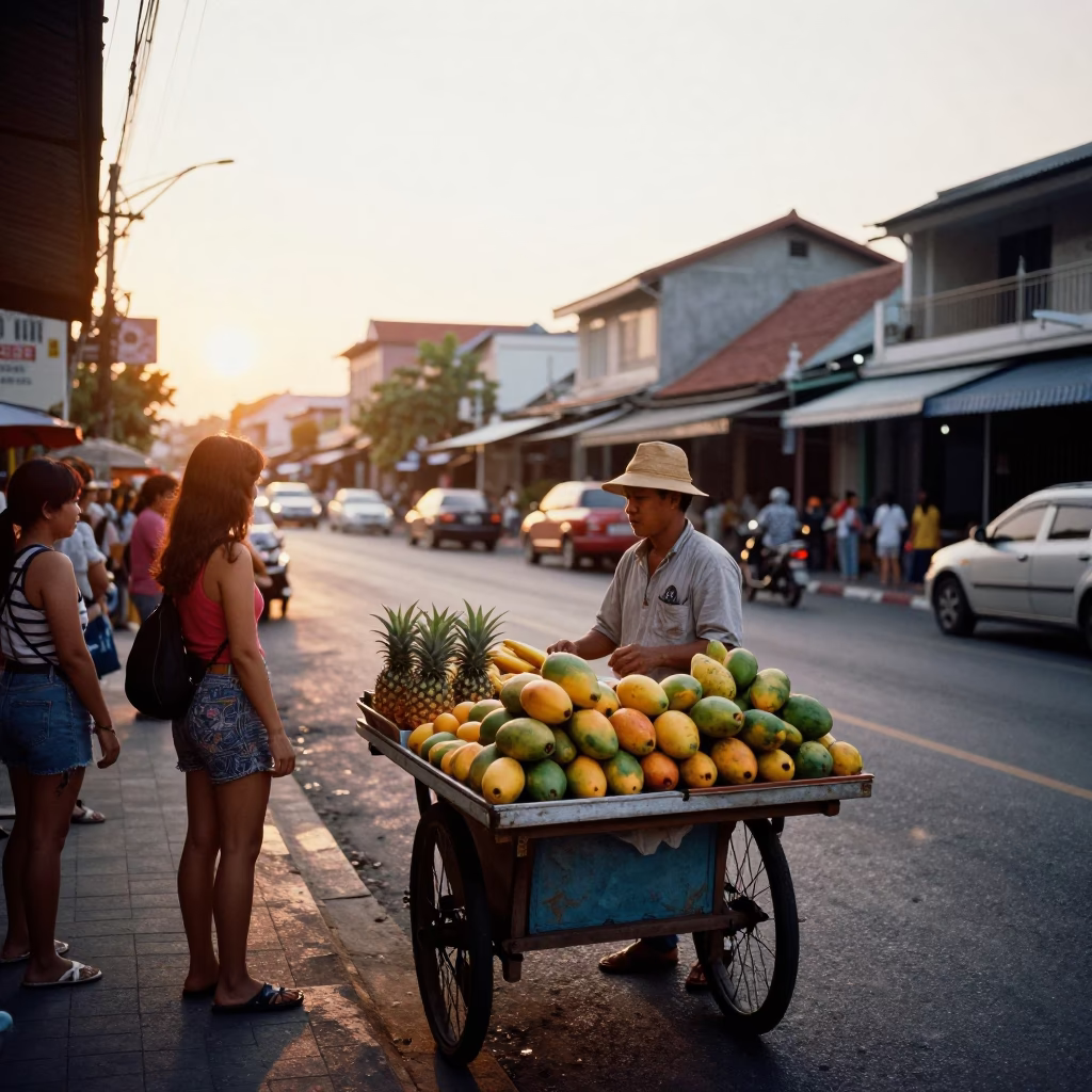 Street Scene in Phuket at Golden Hour in in Phuket, Thailand