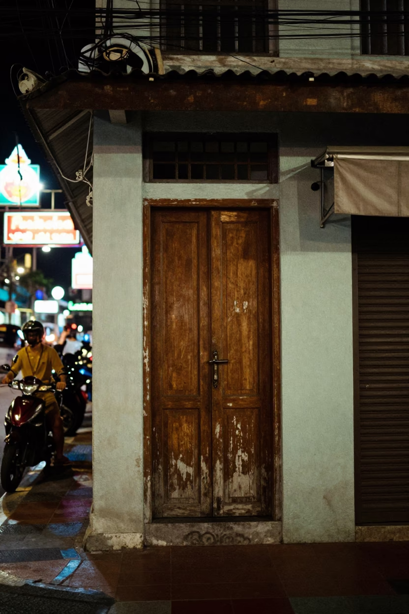 Street Scene in Phuket at Late At Night Light in in Phuket, Thailand