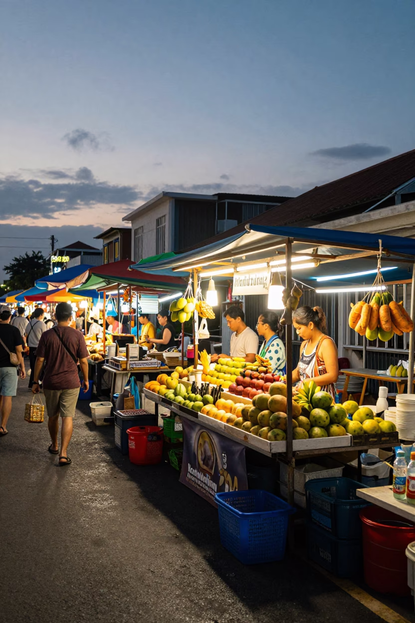 Street Scene in Phuket at The Early Evening Light in in Phuket, Thailand