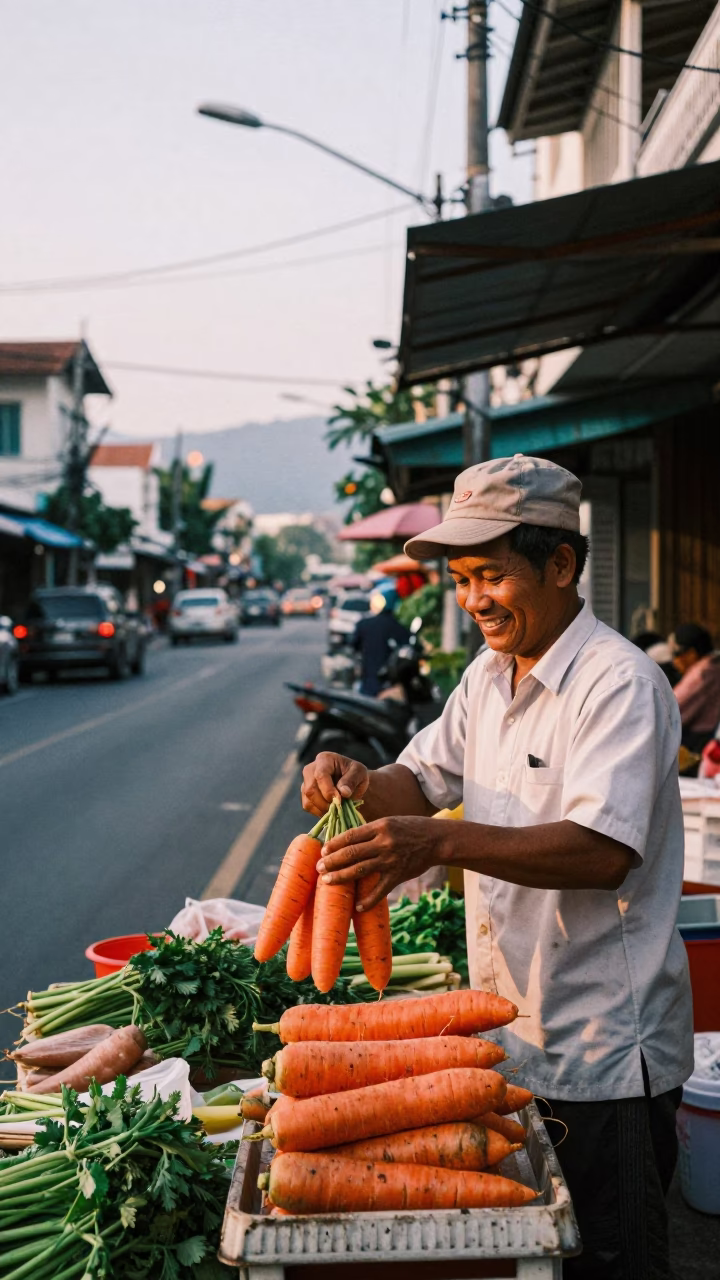 Street Scene in Phuket at The Early Morning Light in in Phuket, Thailand