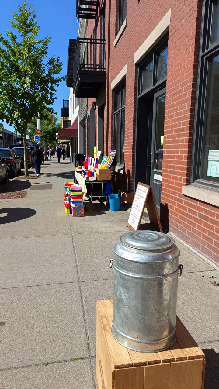Street Scene in Portland at Bright Midmorning Light in in Portland, Oregon, United States