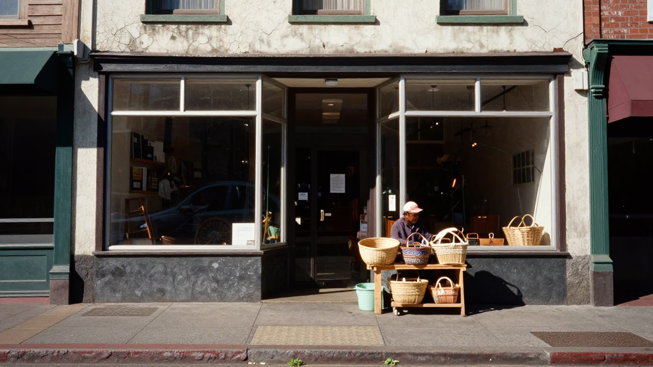 Street Scene in Portland at Flat Noon Light in in Portland, Oregon, United States