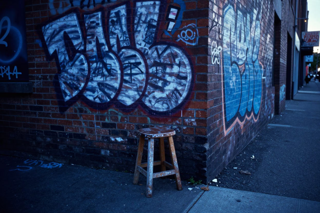 Street Scene in Portland at Sunrise Light in in Portland, Oregon, United States