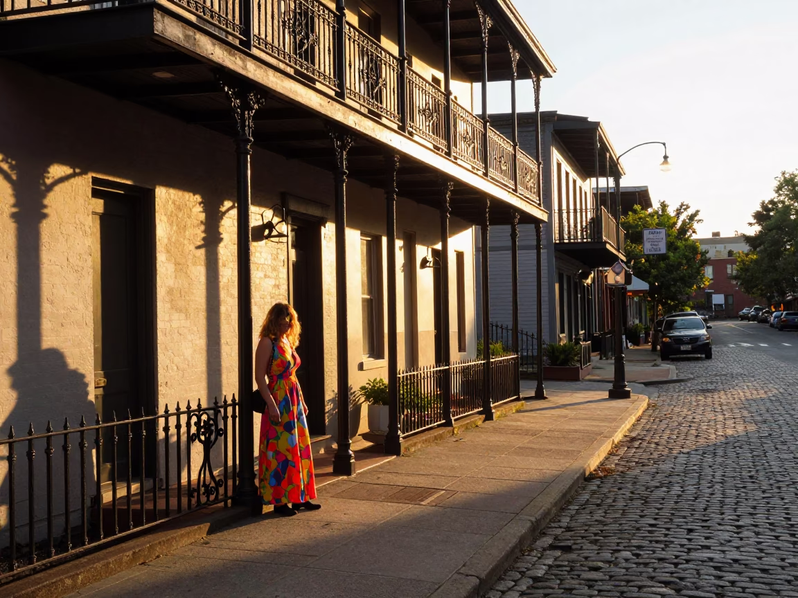 Street Scene in Portland at Sunset Light in in Portland, Oregon, United States