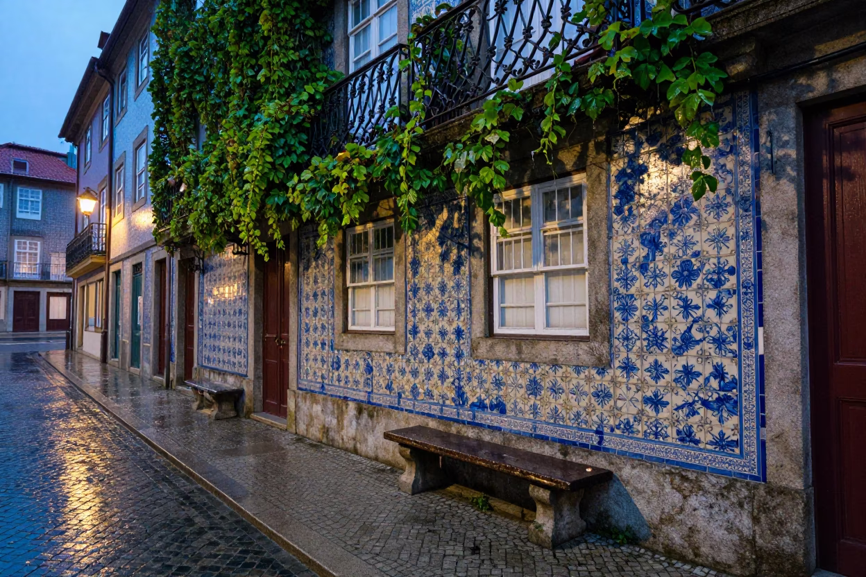 Street Scene in Porto at Dusk Light in in Porto, Portugal