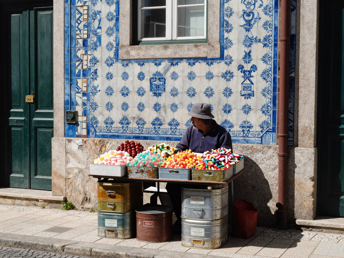 Street Scene in Porto at Midday Light in in Porto, Portugal