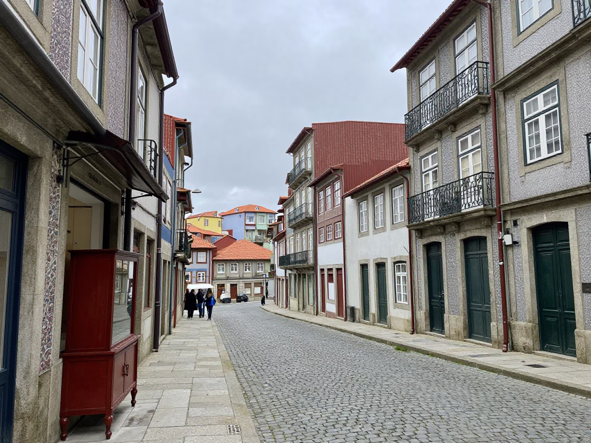 Street Scene in Porto at Midday Light in in Porto, Portugal