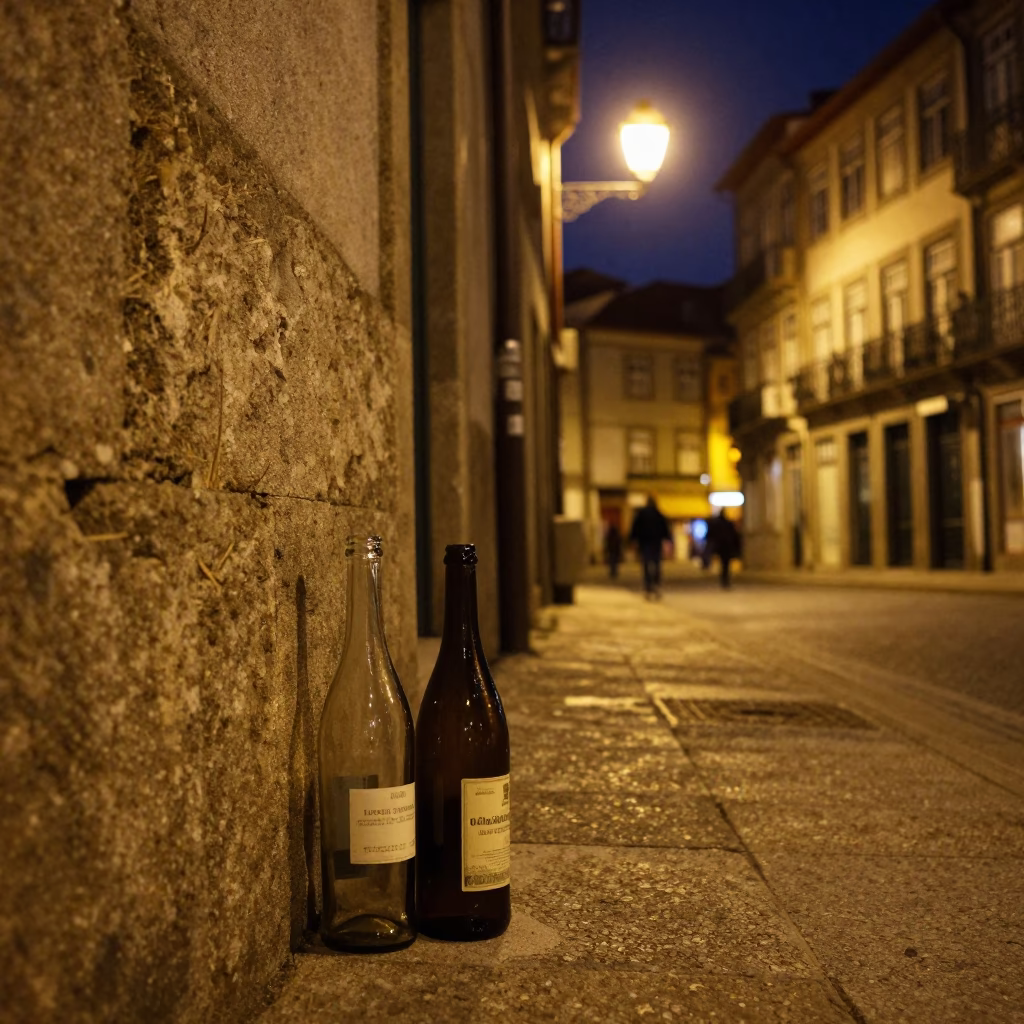 Street Scene in Porto at Midnight Light in in Porto, Portugal