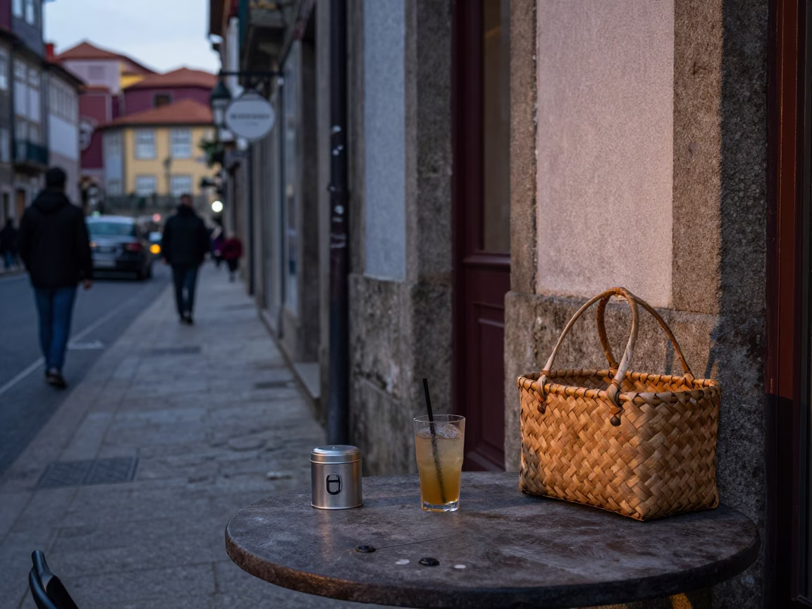 Street Scene in Porto at The Early Evening Light in in Porto, Portugal