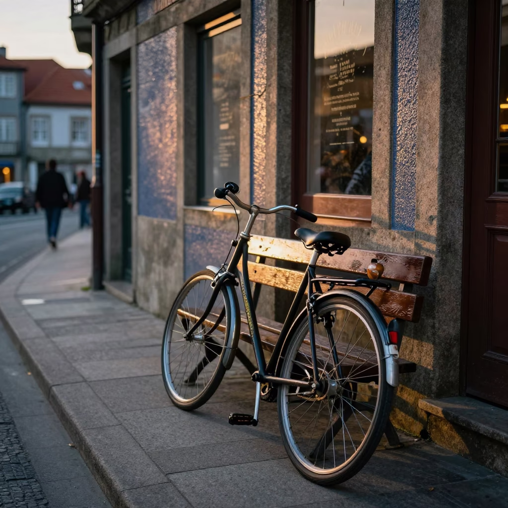 Street Scene in Porto at The Early Evening Light in in Porto, Portugal