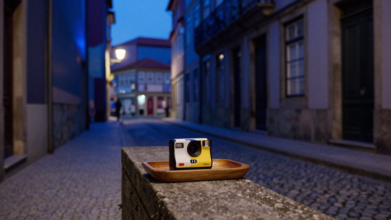 Street Scene in Porto at The Last Blue Light Of Evening in in Porto, Portugal