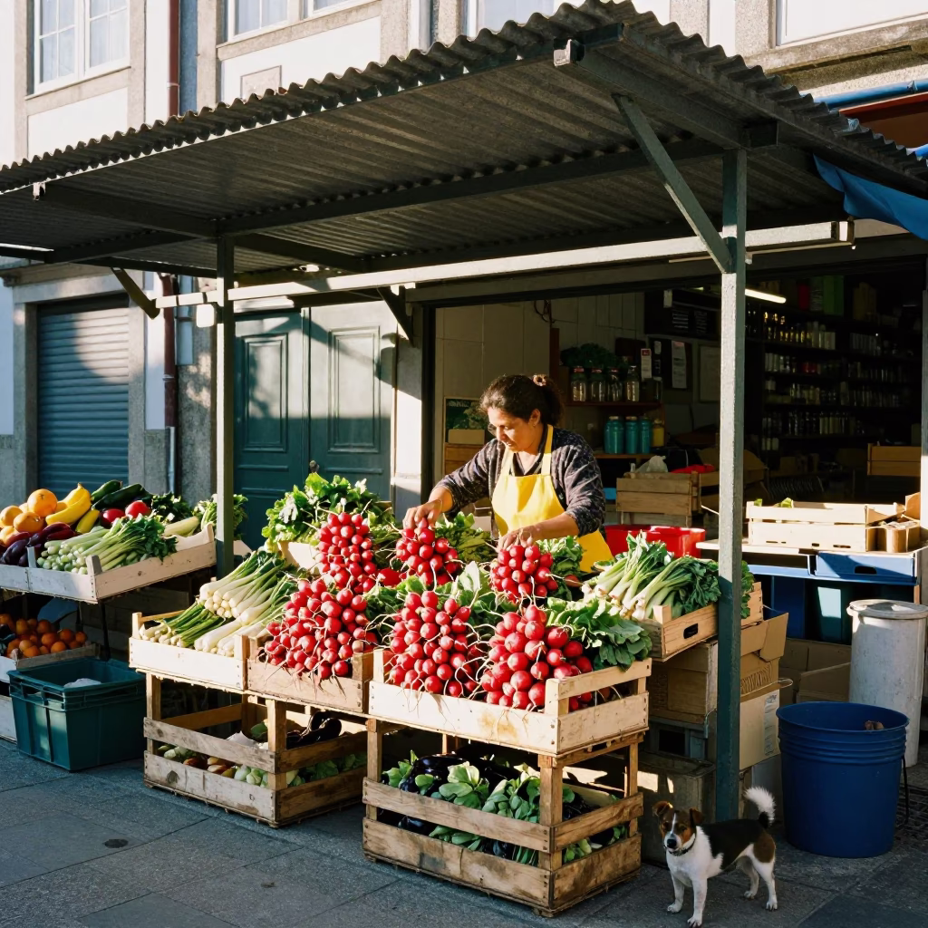 Street Scene in Porto at The Late Morning Light in in Porto, Portugal