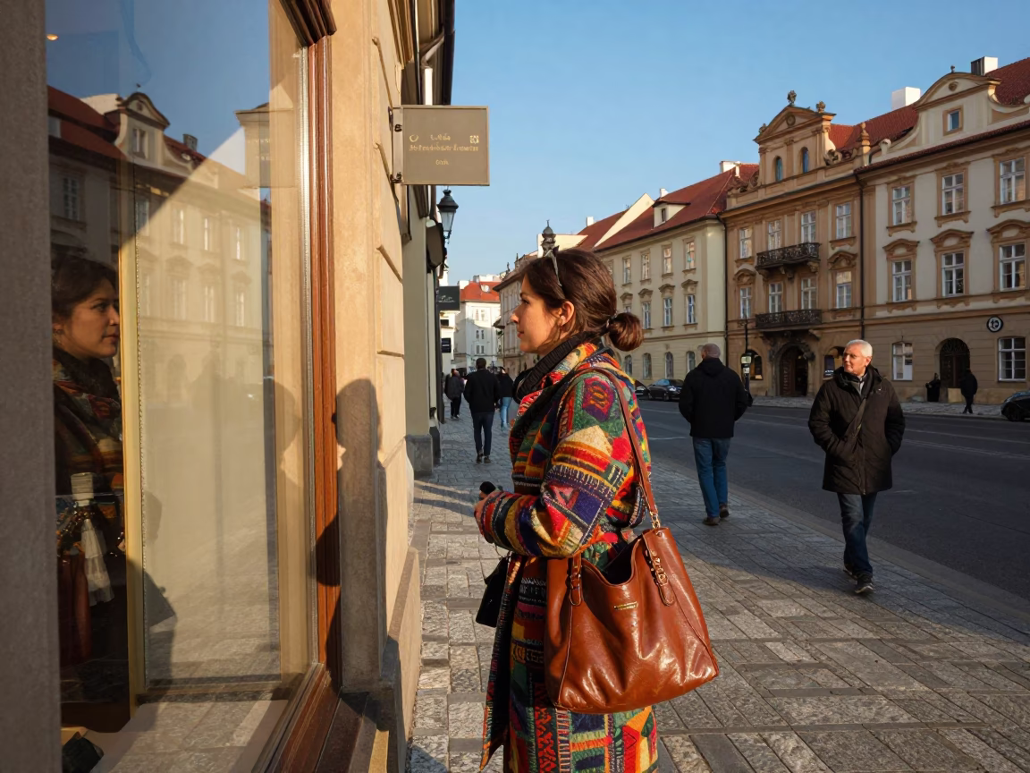 Street Scene in Prague at Clear Late-afternoon Light in in Prague, Czech Republic