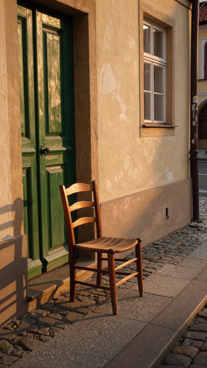 Street Scene in Prague at Honeyed Evening Light in in Prague, Czech Republic