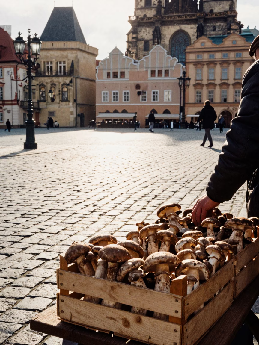 Street Scene in Prague at The Late Morning Light in in Prague, Czech Republic