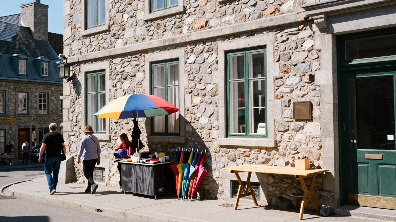 Street Scene in Quebec City at Afternoon Light in in Quebec City, Quebec, Canada