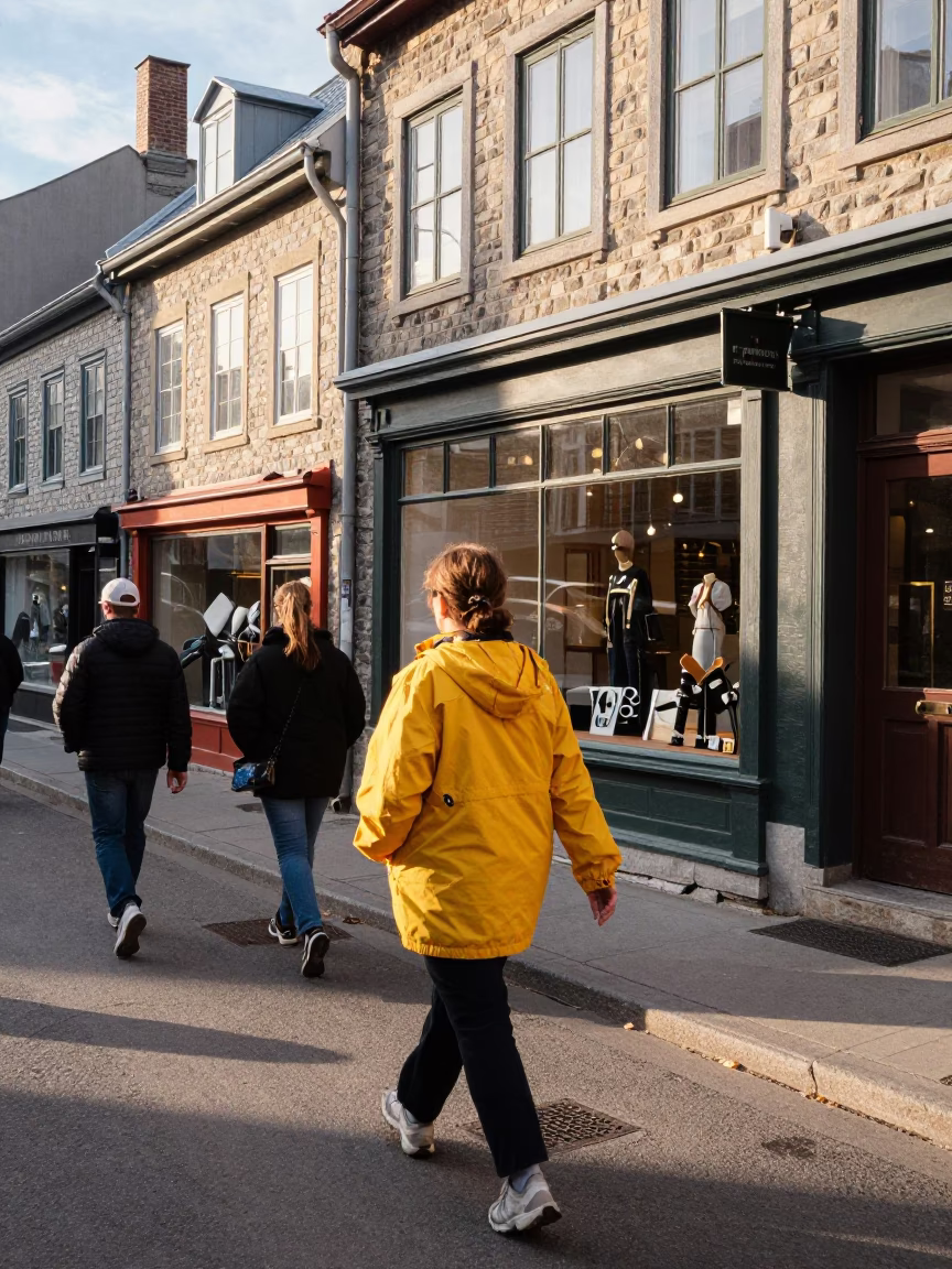Street Scene in Quebec City at The Early Afternoon Light in in Quebec City, Quebec, Canada