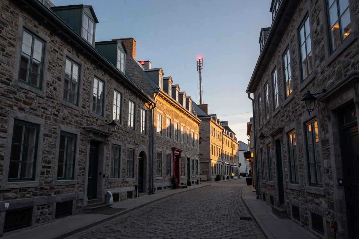 Street Scene in Quebec City at The Late Afternoon Light in in Quebec City, Quebec, Canada