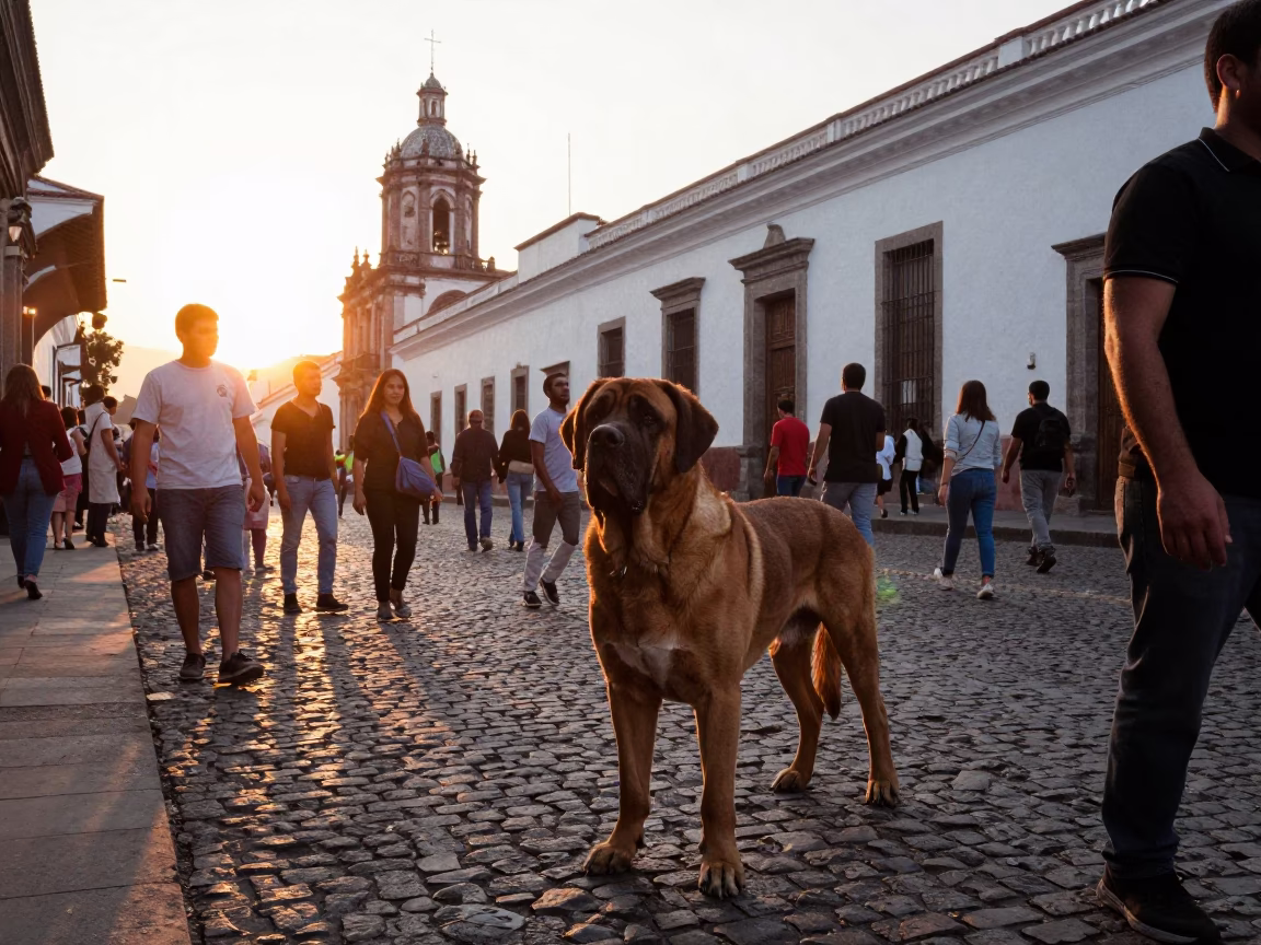 Street Scene in Quito at Golden Hour in in Quito, Ecuador