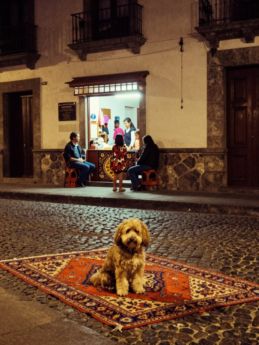 Street Scene in Quito at Late At Night Light in in Quito, Ecuador