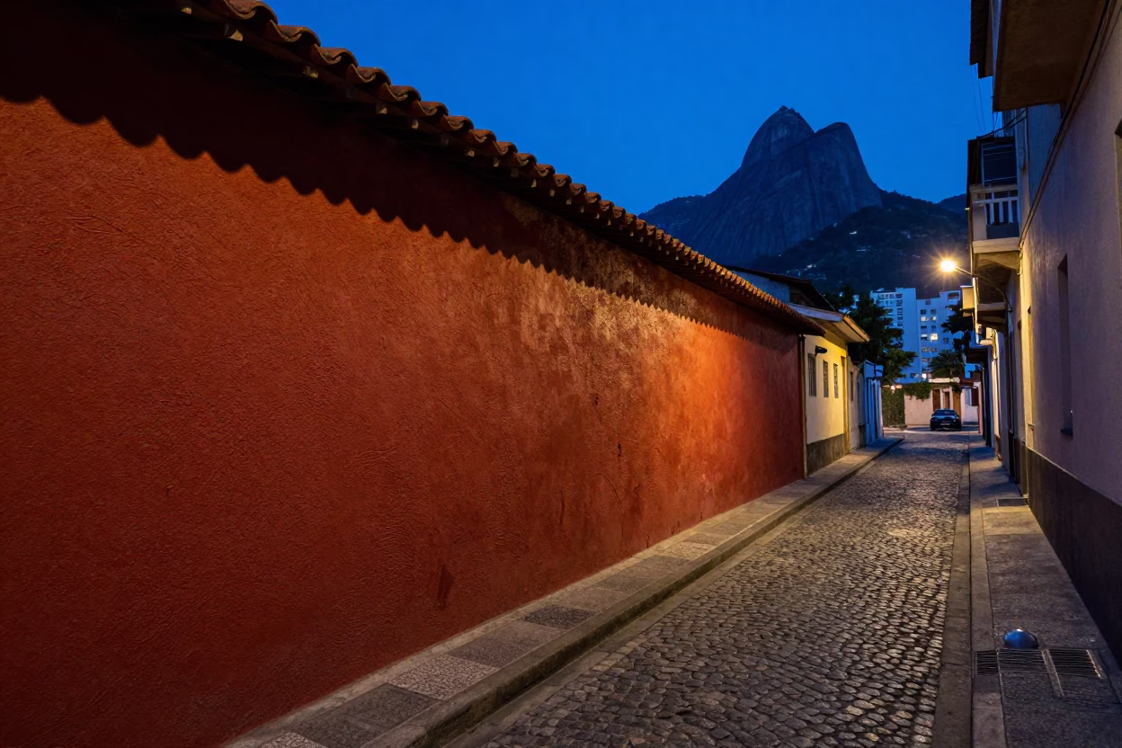 Street Scene in Rio De Janeiro at Blue Hour in in Rio de Janeiro, Brazil
