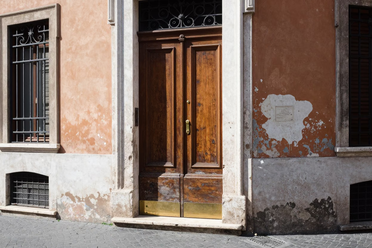 Street Scene in Rome at Bright Midmorning Light in in Rome, Italy