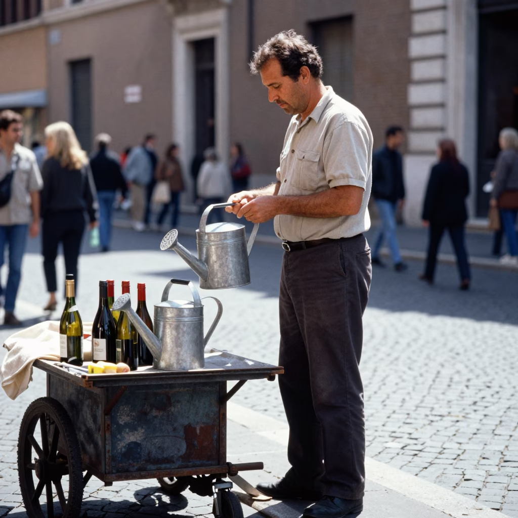 Street Scene in Rome at Bright Midmorning Light in in Rome, Italy