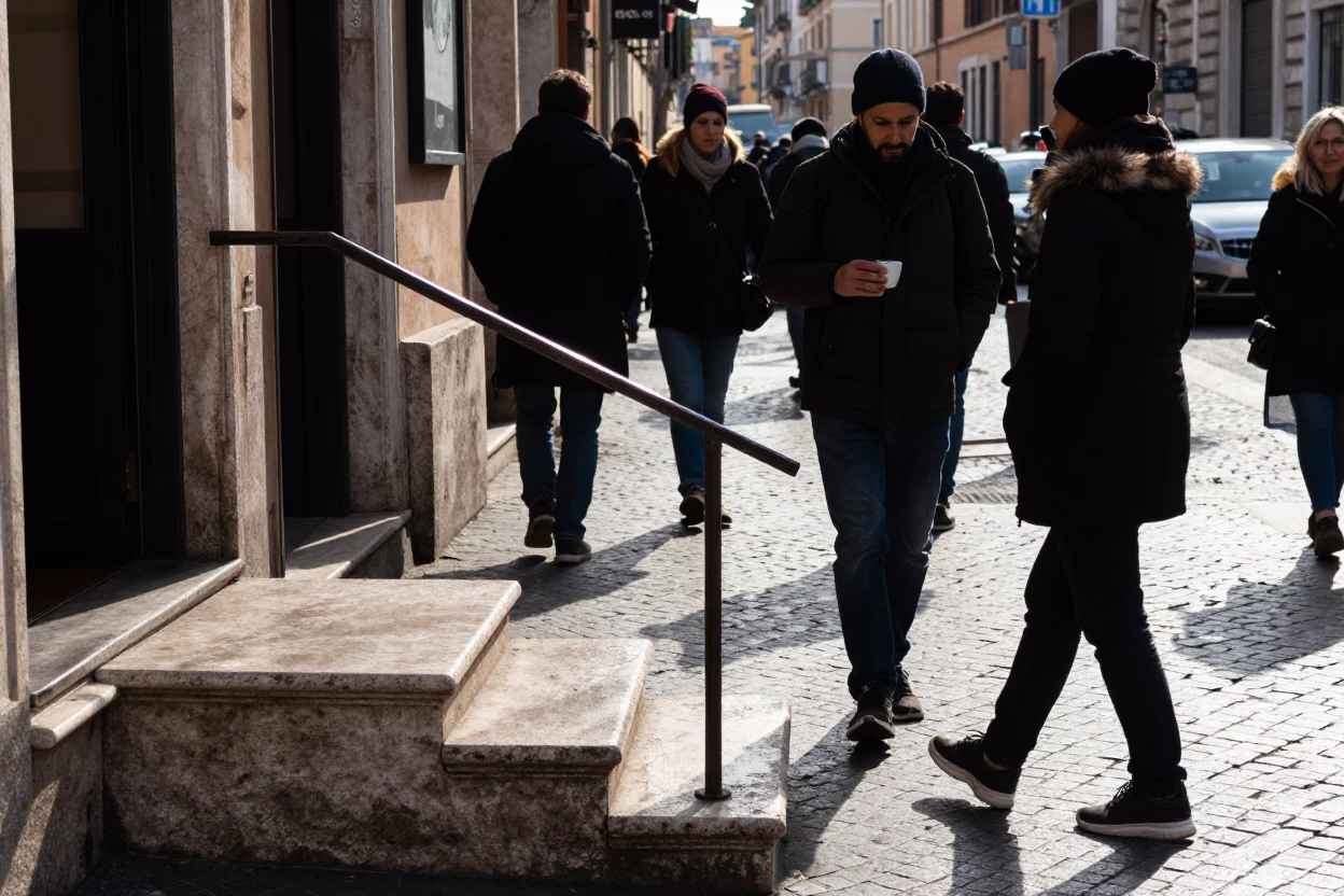 Street Scene in Rome at Noon Light in in Rome, Italy