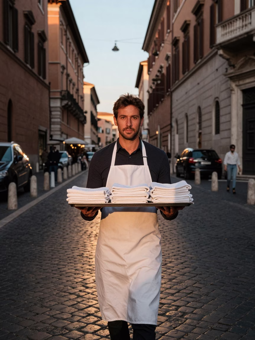 Street Scene in Rome at The Early Evening Light in in Rome, Italy