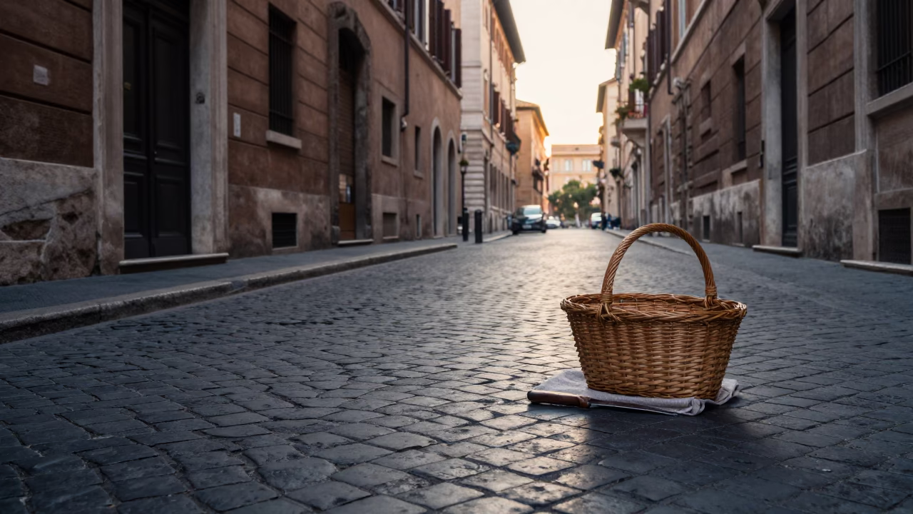 Street Scene in Rome at The Early Morning Light in in Rome, Italy