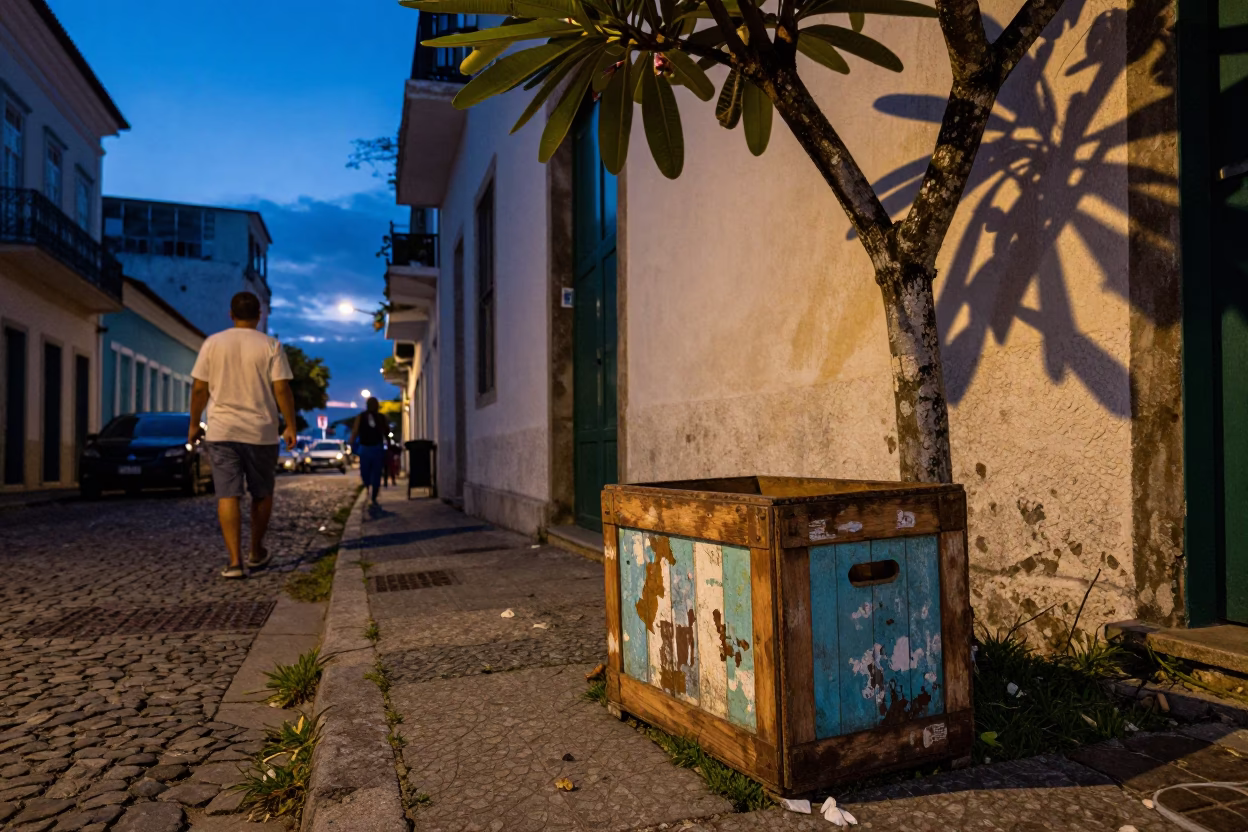 Street Scene in Salvador at Blue Hour in in Salvador, Brazil