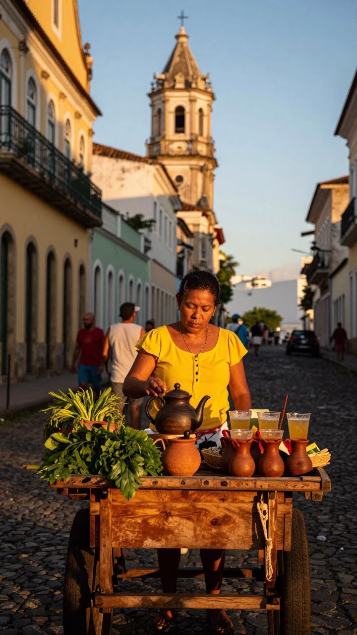 Street Scene in Salvador at Golden Hour in in Salvador, Brazil