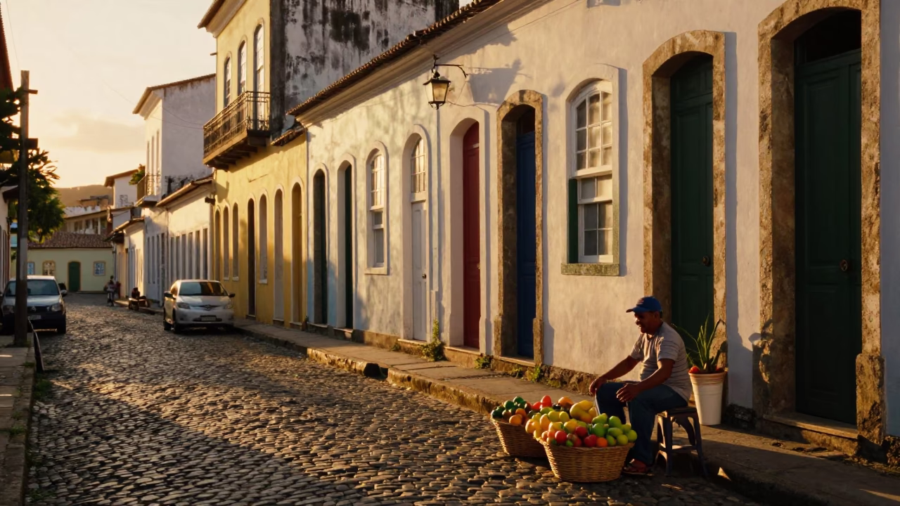 Street Scene in Salvador at Golden Hour in in Salvador, Brazil