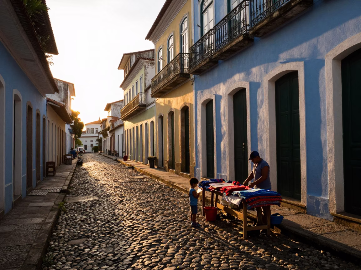 Street Scene in Salvador at Golden Hour in in Salvador, Brazil