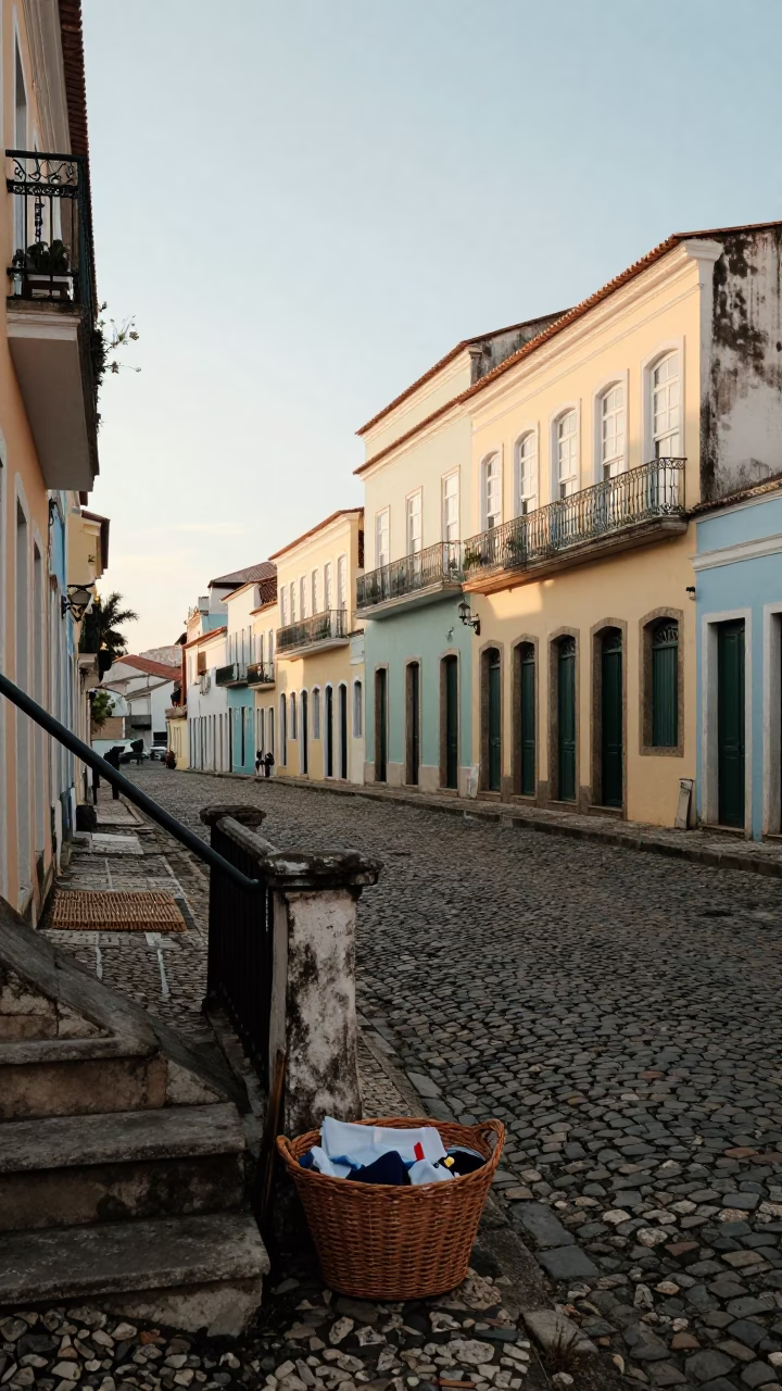 Street Scene in Salvador at Late Afternoon Light in in Salvador, Brazil
