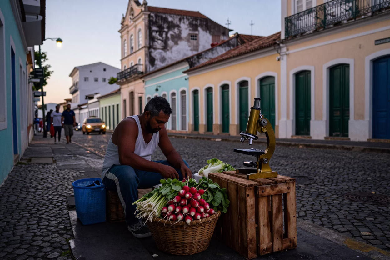 Street Scene in Salvador at The Early Evening Light in in Salvador, Brazil